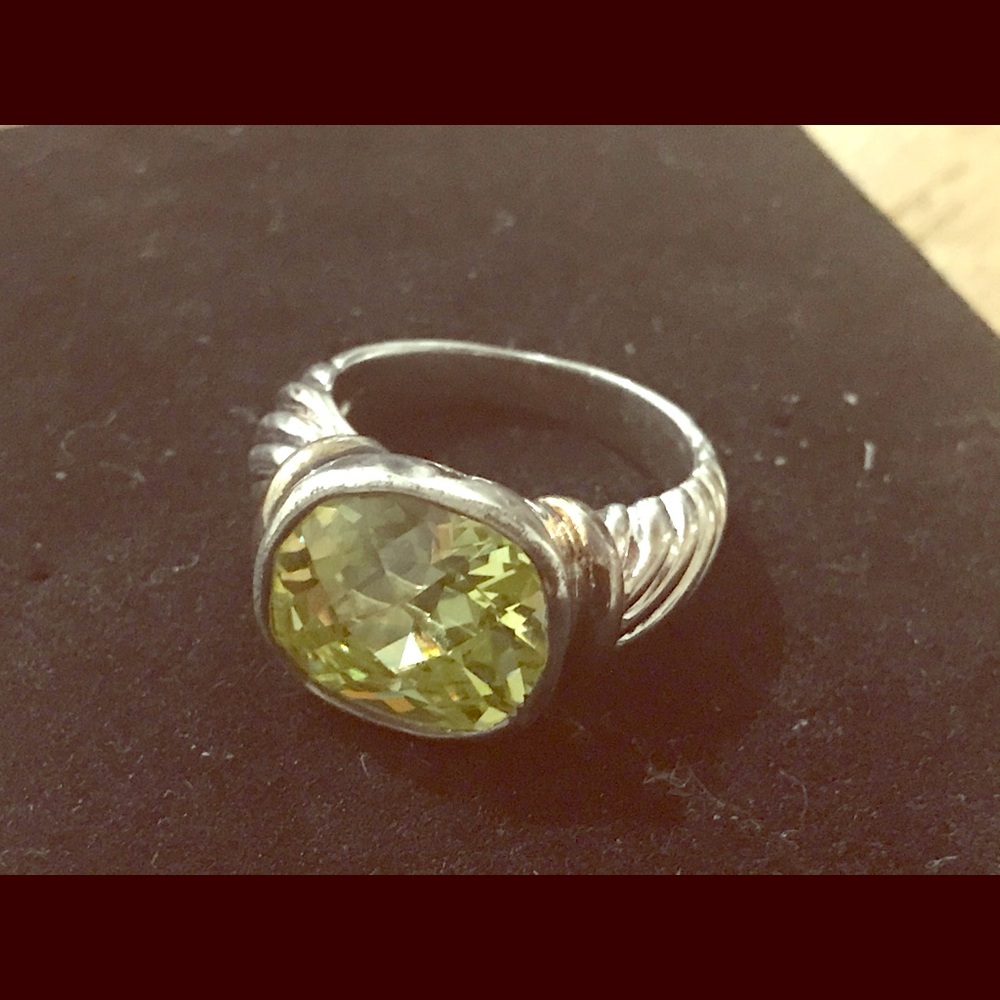 Beautiful silver cocktail yellow green peridot